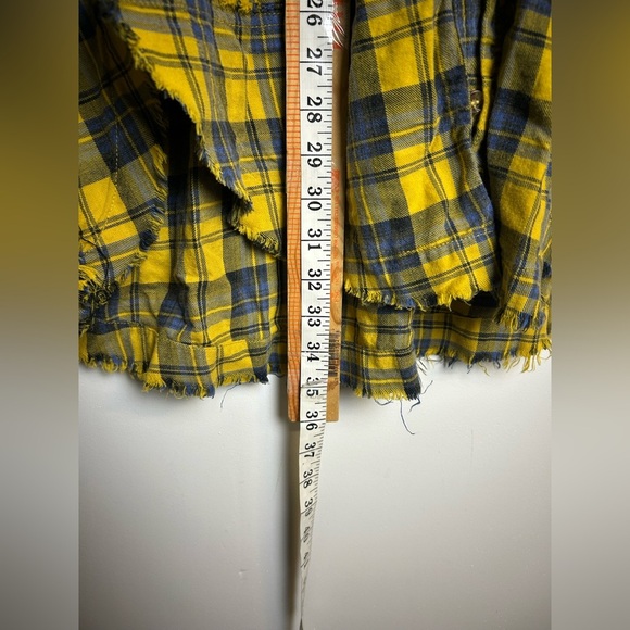 TALULAH Yellow Blue Plaid Shirt Button Down Granola girl Fall M Cotton Cowgirl - Picture 8 of 11